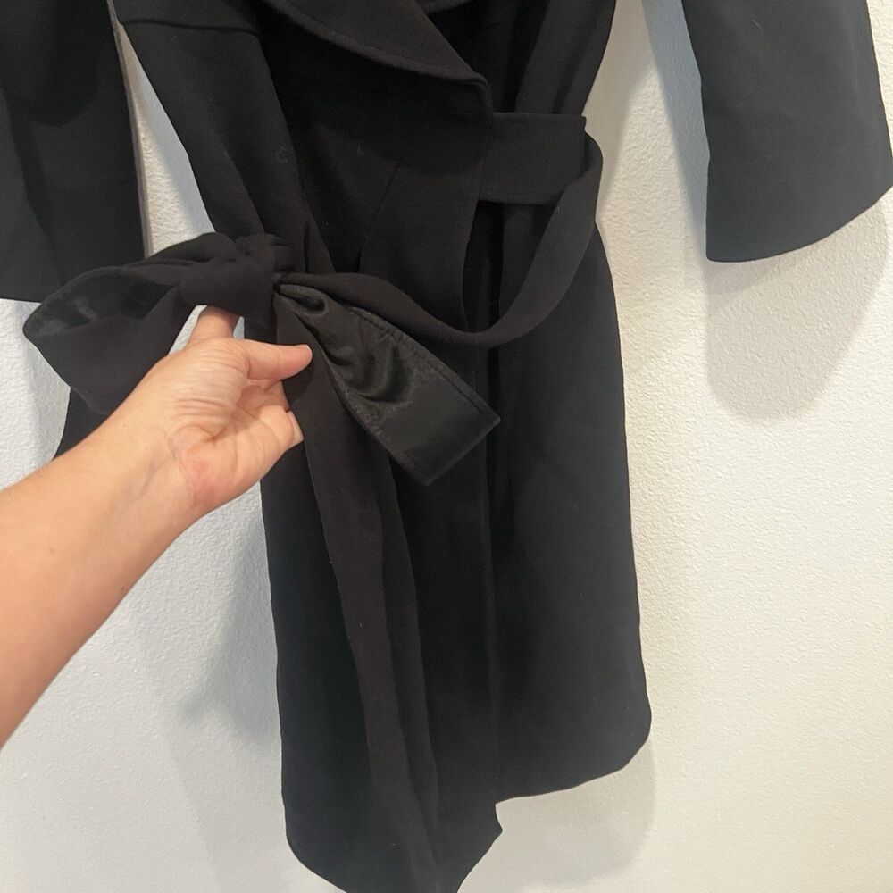 Diane von Furstenberg Dress Womens 10 Black 100% Wool Wrap Mini Office Mob Wife - Picture 5 of 9